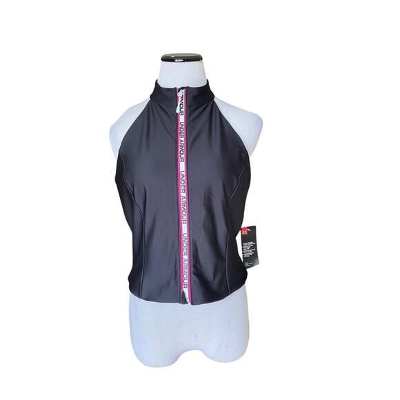 Under Armour Womens Summit Crop Top Size XL Black Full Zip High Neck Activewear - Picture 2 of 15